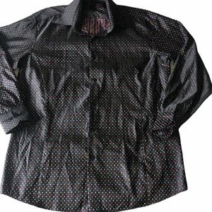 Leonardi Men’s Dress Shirt Polka Dot Size XL